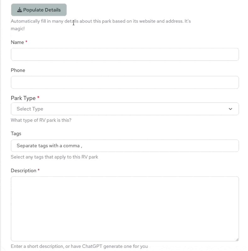 Populate Details in Action